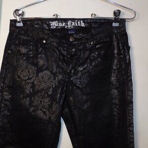 Bue Faith Black Subtle Floral Skinny Jeans Sz 6